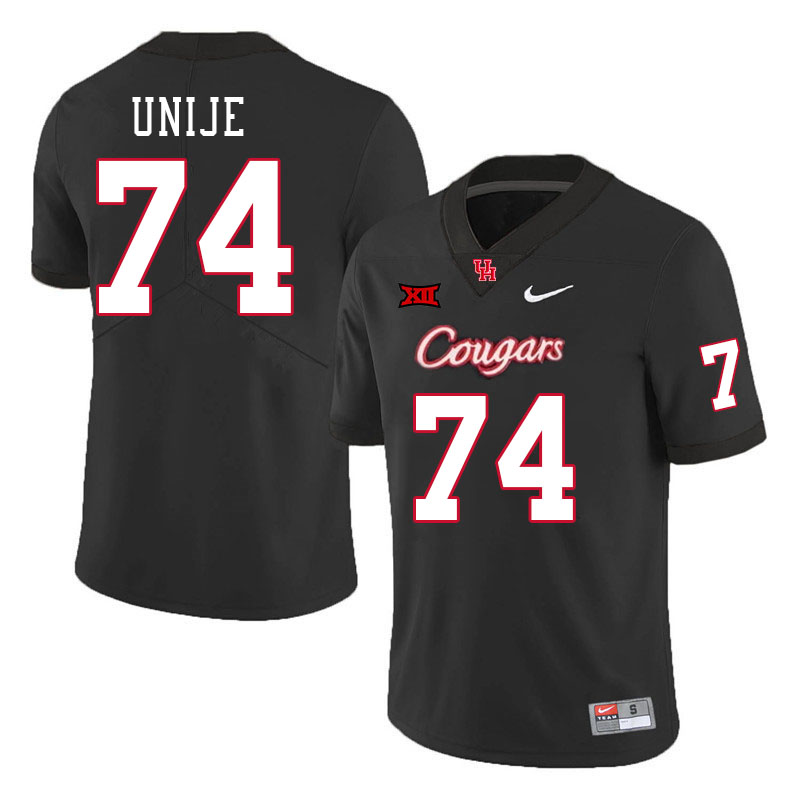 Men #74 Reuben Unije Houston Cougars Big 12 XII College Football Jerseys Stitched-Black - Click Image to Close